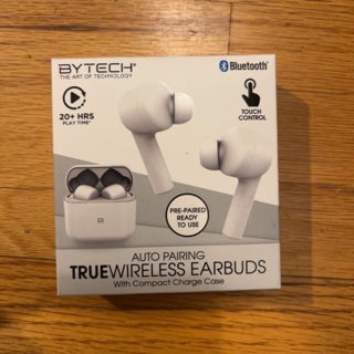 Bytech Auto Pairing True Wireless Earbuds With Compact Charge Case-White