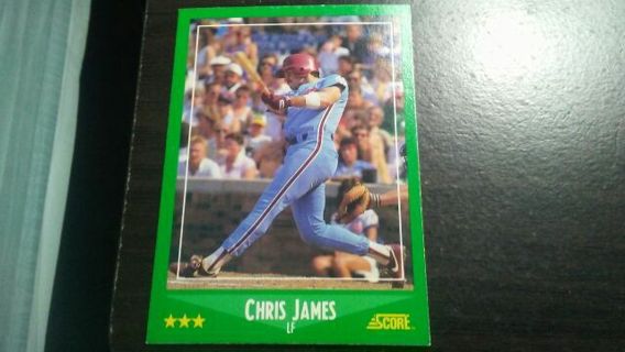 1988 SCORE CHRIS JAMES PHILADELPHIA PHILLIES BASEBALL CARD# 409 OF 660