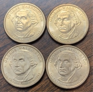 4 George Washington dollars 