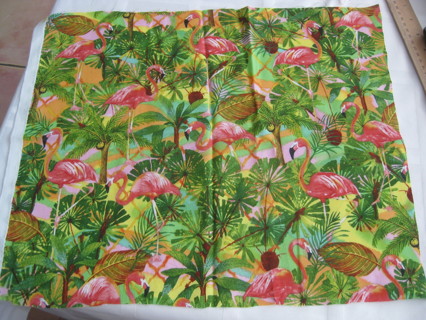 Fabric remnant 14"x16", Flamingos, sewing, crafting