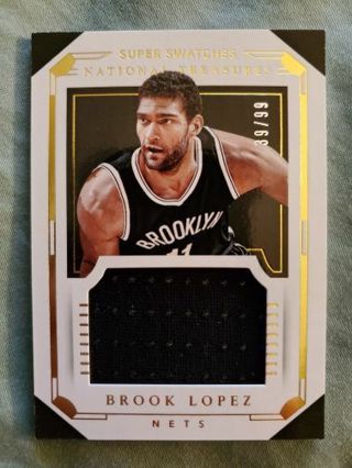 2015-16 Panini National Treasures Super Swatches Jersey Brook Lopez