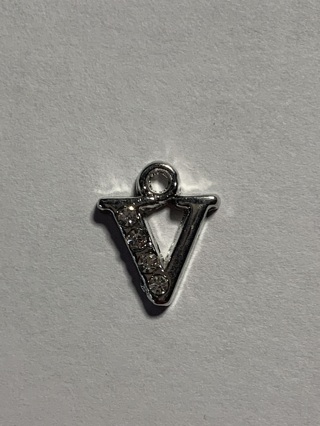 PLATINUM DIAMOND LETTER INITIAL~V~#1~FREE SHIPPING