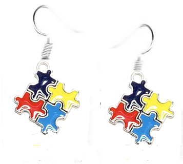 SP ENAMEL AUTISM PUZZLE PIECE EARRINGS STYLE 2 #2 (PLEASE READ DESCRIPTION