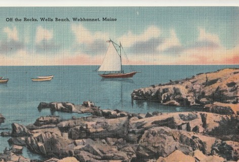 Vintage Unused Postcard: (t): Linen: Maine: Off the Rocks, Wells, N=Beach, Webhannet