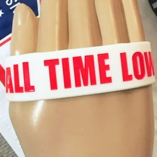 ALL TIME LOW BAND WRISTBAND ACCESSORY WHITE & RED BRACELET SILICONE 1" WIDE