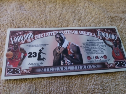 Michael Jordan Collectible 1 Million Dollar Novelty Bill Money Note W/Currency Sleeve