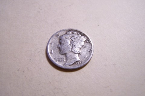 Silver 1941-S Winged Liberty Head Mercury Dime