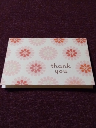 Glittery Small Floral Notecard - thank you