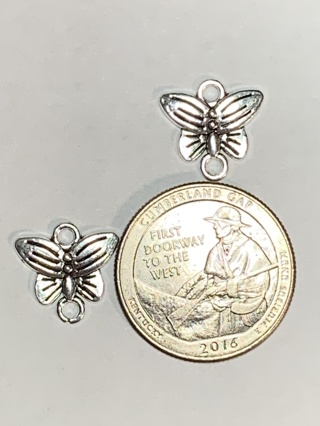 BUTTERFLY CHARMS~#22~SILVER~SET OF 2 CHARMS~SET 3~FREE SHIPPING!