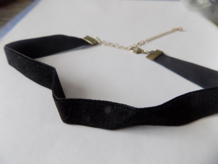 black velvet 1/2 inch wide choker necklace with extension chain