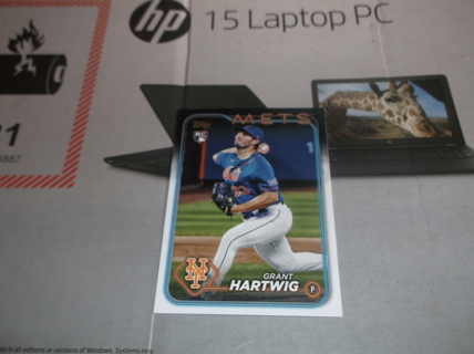 2024 Topps Series 1 Grant  Hartwig   Rookie  card    # 130  New York Mets 