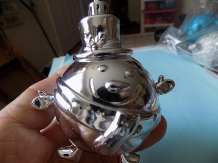 Vintage shiny silver Mr. Ornament in top hat and sash  # 2