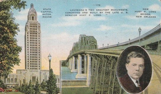 Vintage Used Postcard: 1952 State Capitol, Baton Rouge/Long Bridge, New Orleans, LA