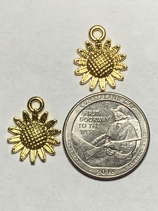 SUNFLOWER CHARMS~#4~GOLD~SET OF 2 CHARMS~FREE SHIPPING!