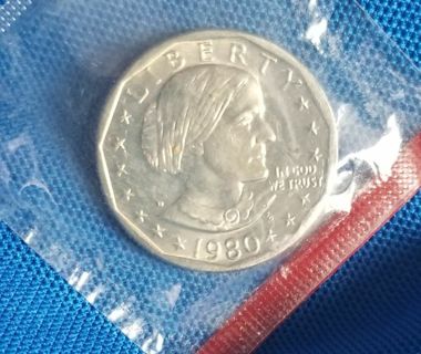 1980-D. Uncirculated ☆Susan B Anthony dollar☆ in original gov mint cello