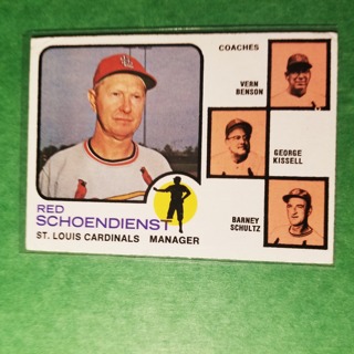 1973 - TOPPS BASEBALL CARD NO. 497 - RED SCHOENDIENST MGR. - CARDINALS