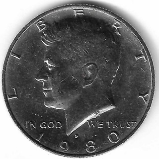 1980-P Kennedy Half Dollar U.S. Fifty Cent Coin