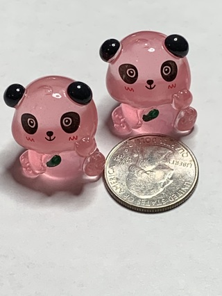 PANDAS~#2~DARK PINK~SITTING~SET OF 2~GLOW IN THE DARK~FREE SHIPPING!