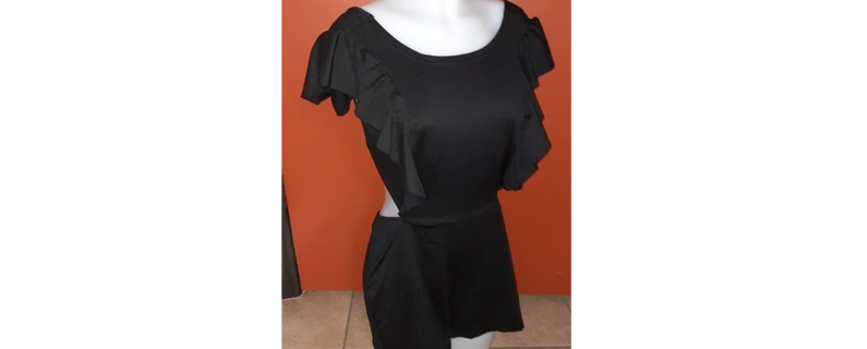 New Black Open Back Shorts Jumper Romper Soft & Stretchy Size XL Ruffle Cap