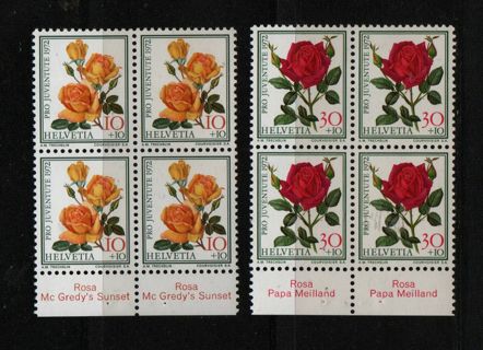 Switzerland semi postal issues - block of 4 MNH - set of 2