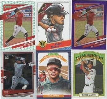 Awesome Set of 6 Ketel Marte  Arizona Diamondbacks w/2 Parallels & 1 Insert!