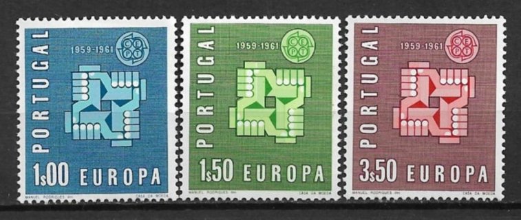 1961 Portugal Sc875-7 Complete Europa set of 3 MNH