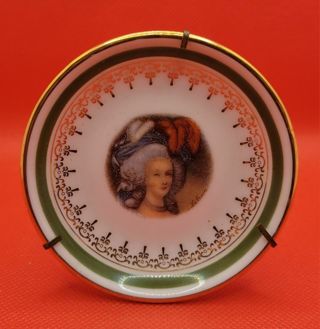 Antique Miniature Limoges Porcelain Plate w/ Stand Made in France