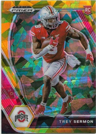 2021 PRIZM DRAFT PICKS TREY SERMON GOLD CRACKED ICE PRIZM REFRACTOR ROOKIE CARD