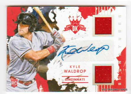 Kyle Waldrop, 2016 Panini DK AUTOGRAPHED ROOKIE RELIC Card #LL-SM, Cincinnati Reds, 006/299, (LB6)