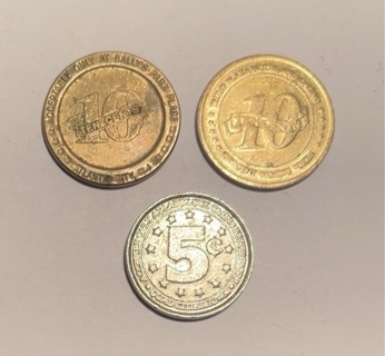 3 Different Vintage Casino Tokens