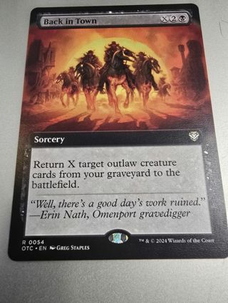 Magic the gathering mtg Back in Town rare card Outlaws Thunder Junction extended art