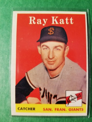 1958 - TOPPS EXMT - NRMT BASEBALL - CARD NO - 284 - RAY KATT - GIANTS