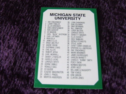 1990 Michigan State Spartans Legends Team Checklist Card #100