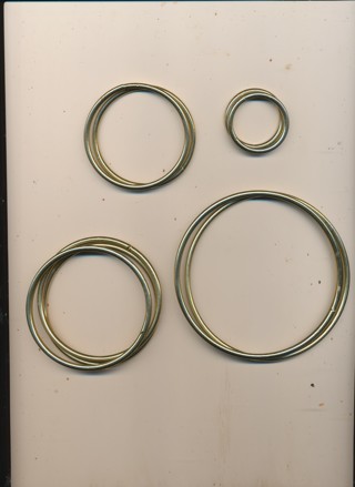 (8) Steel Macreme Rings, 2 Each size, 1, 2, 3, &,   4", New - CRA-001