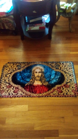 Velvet ,Jesus wall hanging or floor throw