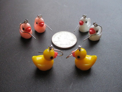 3 Pair of Easter Duckies Resin Earrings