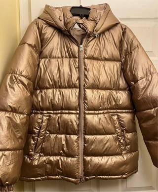 Shiny metallic puffy coat