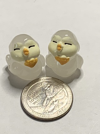 PENGUINS~#15~WHITE~SET OF 2~GLOW IN THE DARK~FREE SHIPPING!