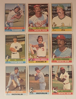 1976 Topps 9 different Cards - All Listed