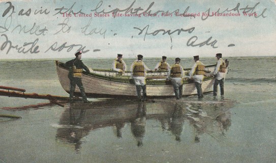 Vintage Used Postcard: f: 1906 United States Life Saving Crew, Atlantic City, NJ