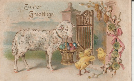 Vintage Used Postcard: (I): 1908 Easter Greetings