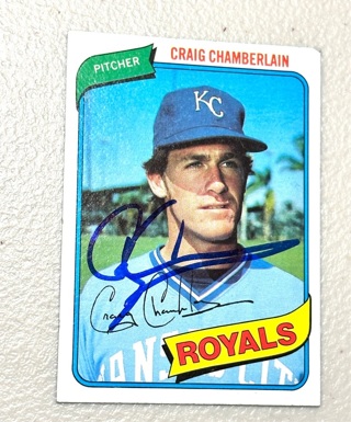 Autographed Craig Chamberlain - 1980 Topps #417 - Kansas City Royals Baseball Card