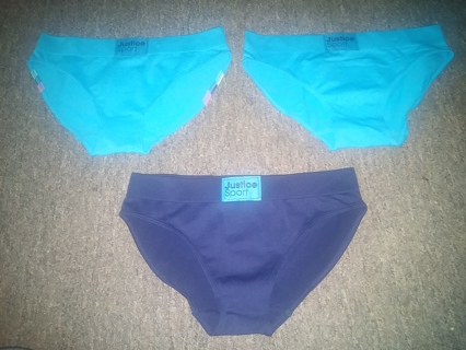 Justice Sport Oh So Soft Bikini Underwear for Girls - Size 10 (3 Pairs)