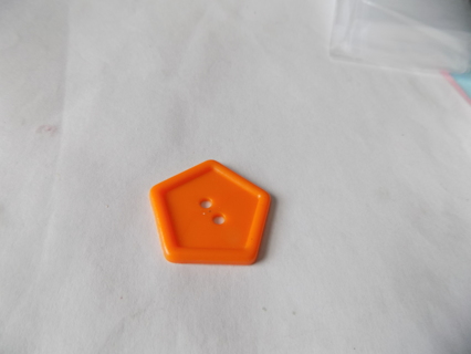 Large 1 1/2 inch orange five sided button