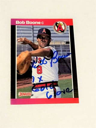 Autographed 1989 Donruss #170 Bob Boone California Angels-W/Inscription 7X Gold Glove