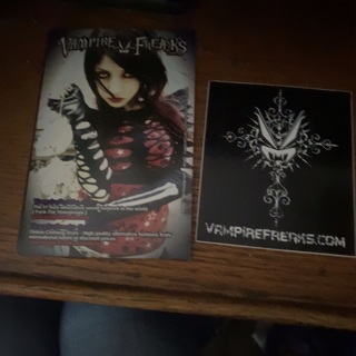 Vampirefreaks sticker and business postcard