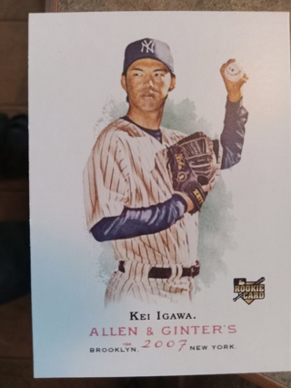 2007 TOPPS ALLEN & GINTERS JAPANESE ROOKIE  KEI IGAWA NEW YORK YANKEES BASEBALL CARD# 14