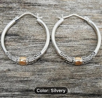 Brand new silvery hoop, earrings free shipping