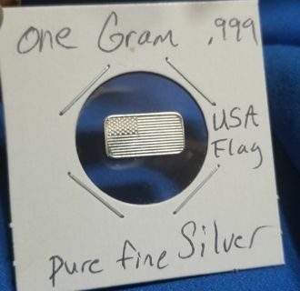 One gram .999 pure fine Silver bar collectible ☆US FLAG☆