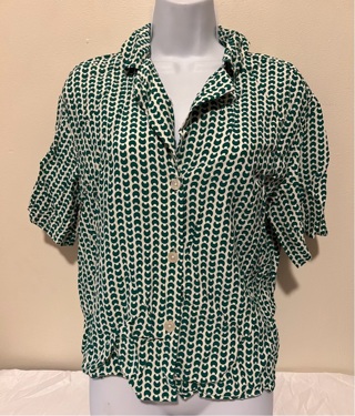 A New Day Green & White Button Up Size Medium